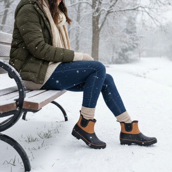 Chooka 6 Rain Boots Chelsea Duck Outdoor Faux Fur Shoes Waterproof Ankle Shoes - Picture 12 of 16